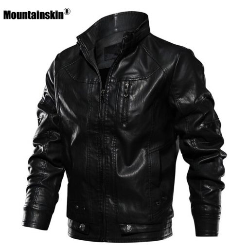 Mountainskin New Men PU Jacket Leather Coats Motorcycle Jackets Slim Fit Windbreaker Fashion Male Outerwear Brand Clothing SA672 3