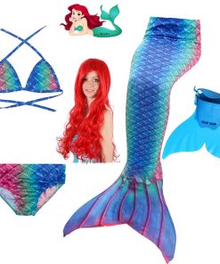 Beautiful Children Mermaid Tails with Monofin Kids Girls Mermaid Tail Costumes for Swimming Swimsuit Flipper Fin Wig for Girls 17