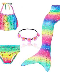 Beautiful Kids Children Mermaid Tail can Add with Monofin Girl Bathing suit Swimming Mermaid Swimsuit Cosplay Costume 28