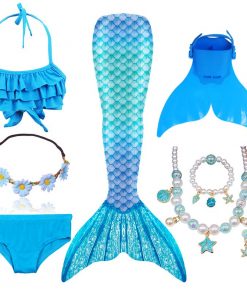 Girls Swimming Mermaid Tails for Swimming Costume Kids Children Little Mermaid Swimsuit Swimwear Can Add MonoFin Cosplay 29
