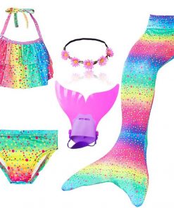 Kids Mermaid Tail Swimsuit Fancy Girls Mermaid Tail can Add with Monofin Flippers  Halloween Costume Cosplay Christmas Gift 7
