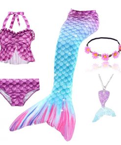 Girls Swimming Mermaid Tails for Swimming Costume Kids Children Little Mermaid Swimsuit Swimwear Can Add MonoFin Cosplay 32