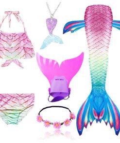 NEW Arrival Mermaid tails with Monofin Fins Flipper mermaid Swimsuits swimming tail for Kids Girls Christmas Halloween Costumes 27
