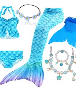 Girls Swimming Mermaid Tails for Swimming Costume Kids Children Little Mermaid Swimsuit Swimwear Can Add MonoFin Cosplay 26