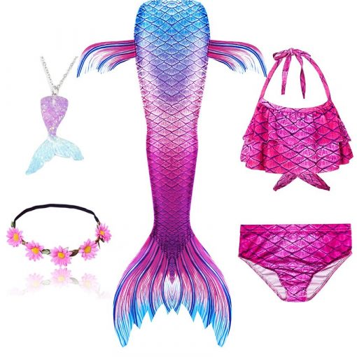 Girls Swimming Mermaid Tails for Swimming Costume Kids Children Little Mermaid Swimsuit Swimwear Can Add MonoFin Cosplay 4