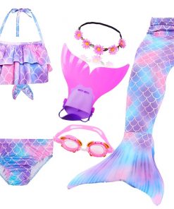 Beautiful Kids Children Mermaid Tail can Add with Monofin Girl Bathing suit Swimming Mermaid Swimsuit Cosplay Costume 2