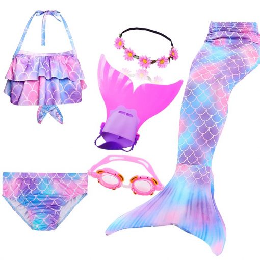 Beautiful Kids Children Mermaid Tail can Add with Monofin Girl Bathing suit Swimming Mermaid Swimsuit Cosplay Costume 2