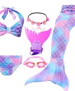 Kids Mermaid Tail Swimsuit Fancy Girls Mermaid Tail can Add with Monofin Flippers  Halloween Costume Cosplay Christmas Gift 13