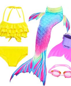 Kids Swimming Mermaid Tail Little Costume Childrens Swimwable Mermaid Tail with Monofin Clothing Girls Swimwear Swimsuit 21