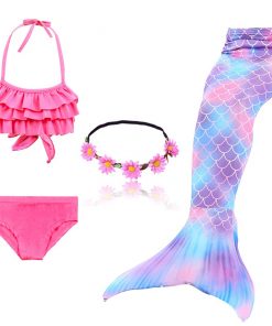 Beautiful Kids Children Mermaid Tail can Add with Monofin Girl Bathing suit Swimming Mermaid Swimsuit Cosplay Costume 30