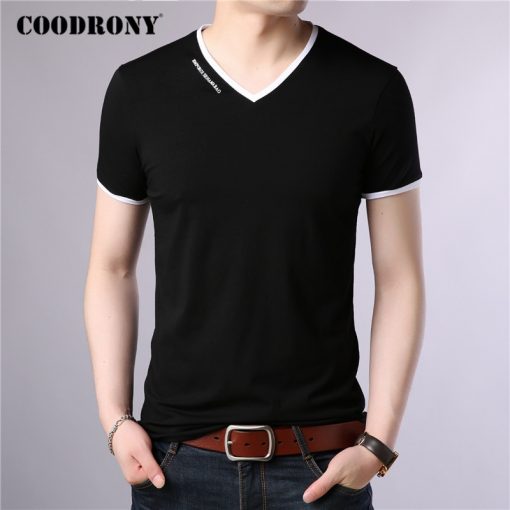 COODRONY Brand T Shirt Men Fashion Casual V-Neck Short Sleeve T-Shirt Mens Clothing Summer Cotton Tee Shirt Homme Tshirt C5080S 1