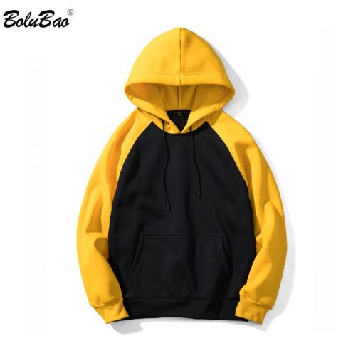 BOLUBAO Brand Streetwear Patchwork Hoodie Men Hip Hop Hooded Solid Slim Fit Casual Hoody Mens Hoodies Sweatshirts EU Size 2