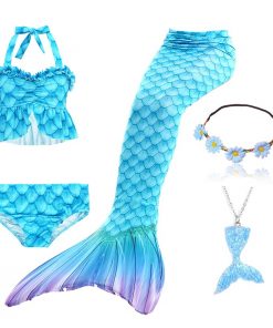 Girls Swimming Mermaid Tails for Swimming Costume Kids Children Little Mermaid Swimsuit Swimwear Can Add MonoFin Cosplay 34