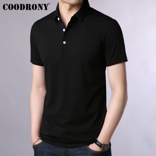 COODRONY Turn-down Collar T Shirt Men Classic All-match Solid Color Short Sleeve T-Shirt Men Spring Summer Men's T-Shirts S95034 2