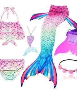 Kids Mermaid Tail Swimsuit Fancy Girls Mermaid Tail can Add with Monofin Flippers  Halloween Costume Cosplay Christmas Gift 33