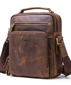 Contact's Men's Travel Bag Casual Men Messenger Bags High Quality Brand Genuine Leather Crossbody Bag Mini Laptop Free Engraving 8