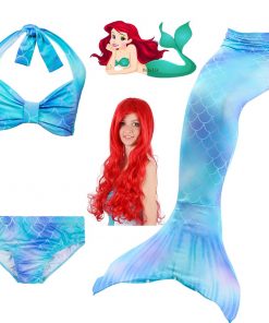 Beautiful Children Mermaid Tails with Monofin Kids Girls Mermaid Tail Costumes for Swimming Swimsuit Flipper Fin Wig for Girls 26