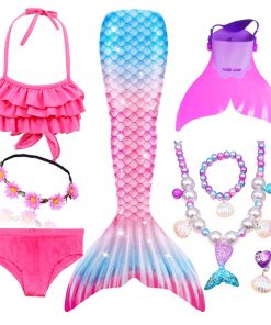 Girls Swimming Mermaid Tails for Swimming Costume Kids Children Little Mermaid Swimsuit Swimwear Can Add MonoFin Cosplay 8