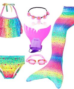 Beautiful Kids Children Mermaid Tail can Add with Monofin Girl Bathing suit Swimming Mermaid Swimsuit Cosplay Costume 20