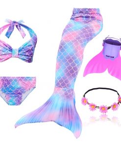 Beautiful Children Mermaid Tails with Monofin Kids Girls Mermaid Tail Costumes for Swimming Swimsuit Flipper Fin Wig for Girls 2