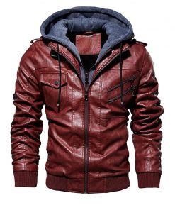 BOLUBAO Fashion Brand Men PU Leather Jackets Winter New Men's Comfortable Leather Jacket Male Casual Hooded Leather Jacket Coat 7