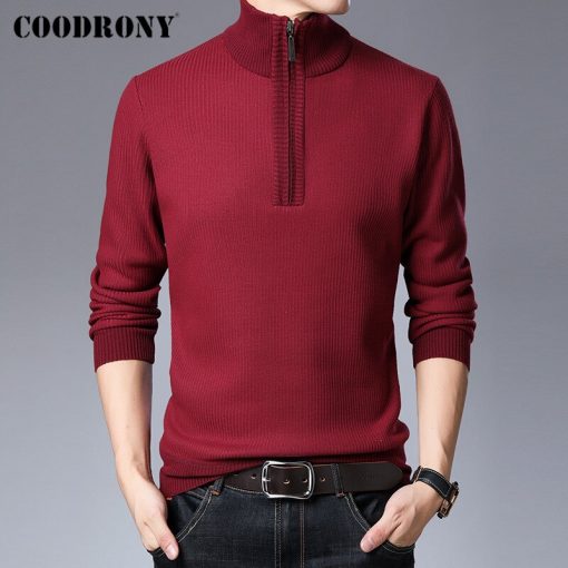 COODRONY Men Clothes Winter New Arrival Casual Soft Knitted Cotton Liner Thick Warm Zipper Turtleneck Sweater Pullover Men C2003 3