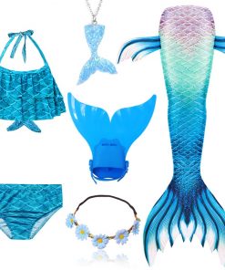 NEW Arrival Mermaid tails with Monofin Fins Flipper mermaid Swimsuits swimming tail for Kids Girls Christmas Halloween Costumes 24