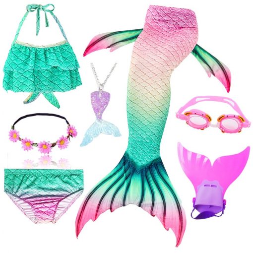 Kids Mermaid Tail Swimsuit Fancy Girls Mermaid Tail can Add with Monofin Flippers  Halloween Costume Cosplay Christmas Gift 1