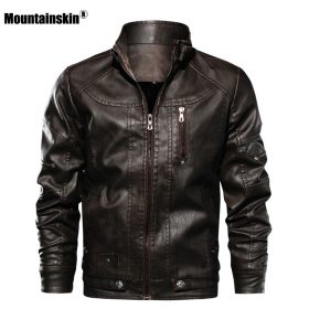 Mountainskin New Men PU Jacket Leather Coats Motorcycle Jackets Slim Fit Windbreaker Fashion Male Outerwear Brand Clothing SA672 1