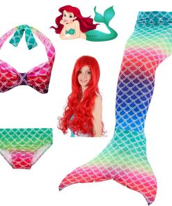 Beautiful Children Mermaid Tails with Monofin Kids Girls Mermaid Tail Costumes for Swimming Swimsuit Flipper Fin Wig for Girls 25