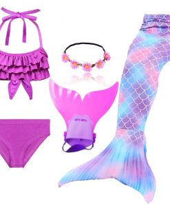 Beautiful Kids Children Mermaid Tail can Add with Monofin Girl Bathing suit Swimming Mermaid Swimsuit Cosplay Costume 26