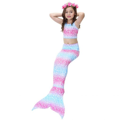 Girls 4 Colors Swimmable Mermaid Tail with Monofin Mermaid Swimsuit Bikini Fin Kids Swimming Children Mermaid Tails Costume 4
