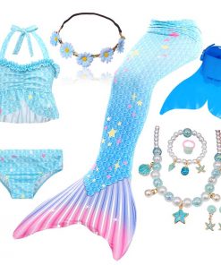 Girls Swimming Mermaid Tails for Swimming Costume Kids Children Little Mermaid Swimsuit Swimwear Can Add MonoFin Cosplay 17