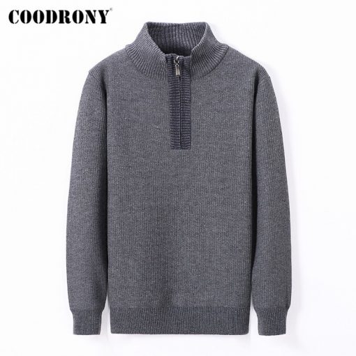 COODRONY Men Clothes Winter New Arrival Casual Soft Knitted Cotton Liner Thick Warm Zipper Turtleneck Sweater Pullover Men C2003 4
