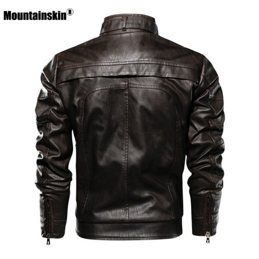 Mountainskin New Men PU Jacket Leather Coats Motorcycle Jackets Slim Fit Windbreaker Fashion Male Outerwear Brand Clothing SA672 5