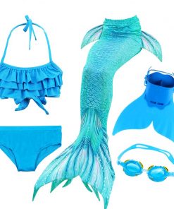 Kids Swimming Mermaid Tail Little Costume Childrens Swimwable Mermaid Tail with Monofin Clothing Girls Swimwear Swimsuit 27
