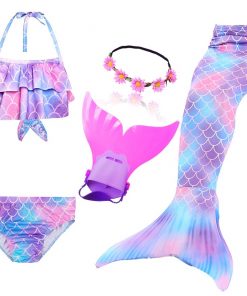 Beautiful Kids Children Mermaid Tail can Add with Monofin Girl Bathing suit Swimming Mermaid Swimsuit Cosplay Costume 16