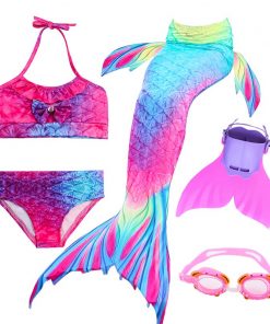 Kids Swimming Mermaid Tail Little Costume Childrens Swimwable Mermaid Tail with Monofin Clothing Girls Swimwear Swimsuit 10