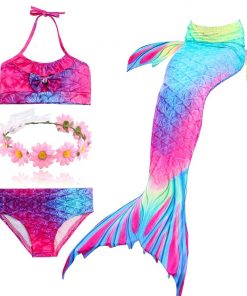 Kids Swimming Mermaid Tail Little Costume Childrens Swimwable Mermaid Tail with Monofin Clothing Girls Swimwear Swimsuit 20