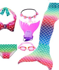 Kids Mermaid Tail Swimsuit Fancy Girls Mermaid Tail can Add with Monofin Flippers  Halloween Costume Cosplay Christmas Gift 12