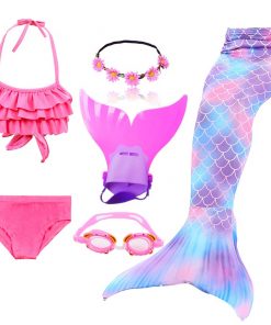 Beautiful Kids Children Mermaid Tail can Add with Monofin Girl Bathing suit Swimming Mermaid Swimsuit Cosplay Costume 9