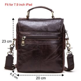 Contact's Free Engraving  Male Casual Shoulder Messenger Bag Cowhide Leather Men Crossbody Bags 7.9" Tote Handbags High Quality 2