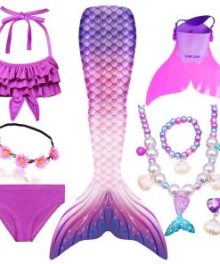 Girls Swimming Mermaid Tails for Swimming Costume Kids Children Little Mermaid Swimsuit Swimwear Can Add MonoFin Cosplay 7