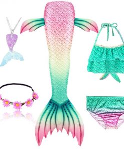 Girls Swimming Mermaid Tails for Swimming Costume Kids Children Little Mermaid Swimsuit Swimwear Can Add MonoFin Cosplay 27
