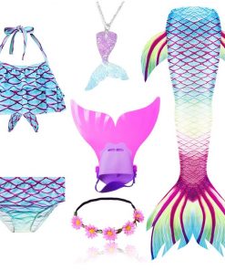 NEW Arrival Mermaid tails with Monofin Fins Flipper mermaid Swimsuits swimming tail for Kids Girls Christmas Halloween Costumes 33