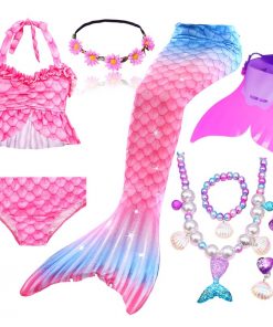 Girls Swimming Mermaid Tails for Swimming Costume Kids Children Little Mermaid Swimsuit Swimwear Can Add MonoFin Cosplay 19