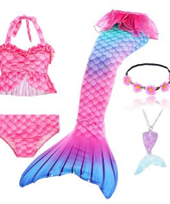 Girls Swimming Mermaid Tails for Swimming Costume Kids Children Little Mermaid Swimsuit Swimwear Can Add MonoFin Cosplay 23