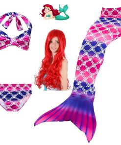 Beautiful Children Mermaid Tails with Monofin Kids Girls Mermaid Tail Costumes for Swimming Swimsuit Flipper Fin Wig for Girls 29