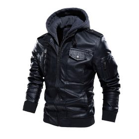 BOLUBAO Winter New Men Biker Leather Jacket Brand Men's Fashion Casual Leather Jacket Coat Washed Hooded Leather Jackets Male 2