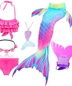 Kids Mermaid Tail Swimsuit Fancy Girls Mermaid Tail can Add with Monofin Flippers  Halloween Costume Cosplay Christmas Gift 29